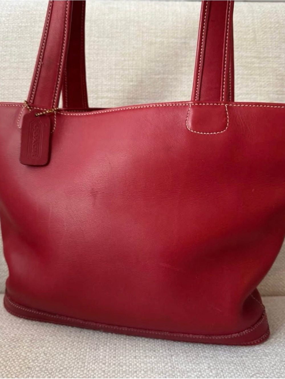 Vintage 1998 Coach Bleecker Basket Red Leather Tote Bag 9802